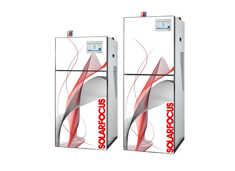 Photo avec 2 chaudières à granulés pelletelegance de Solarfocus